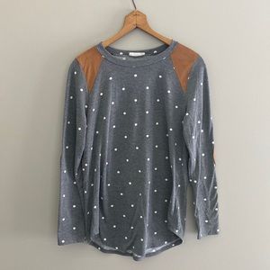 Grey and White Poka Dot Blouse
